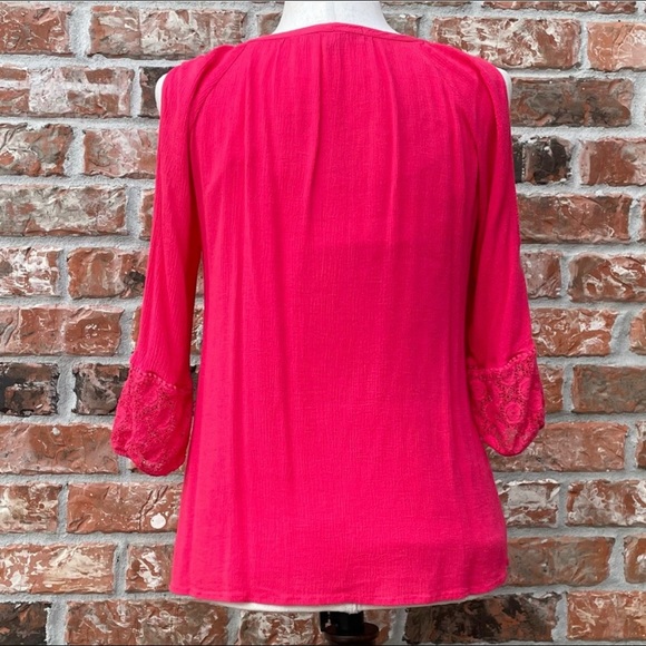 Anthropologie Figuroa & Flower hot pink lace floral top / S / EUC - Picture 6 of 10